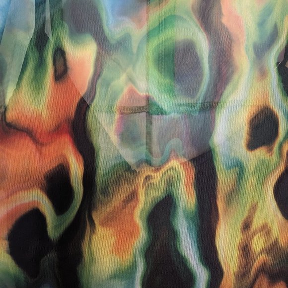 MAGMA PRINT RUCHED MESH MIDI DRESS - Picture 3 of 6